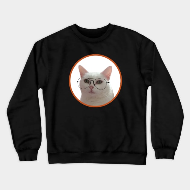 Cute Cat With Glasses Crewneck Sweatshirt by DiegoCarvalho